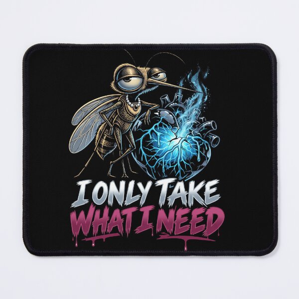 Item preview, Anthropomorphic Mosquito with Glowing Blue Heart and Gothic Dripping Typography designed and sold by ArcaneArtistry.