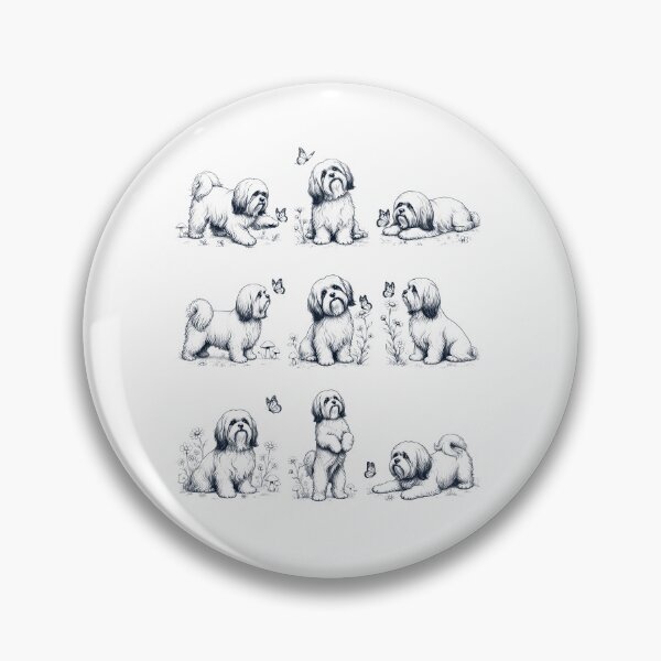 Item preview, Vintage Lhasa Apso with Butterfly Flower Dog Lover designed and sold by dian-rody-crest.