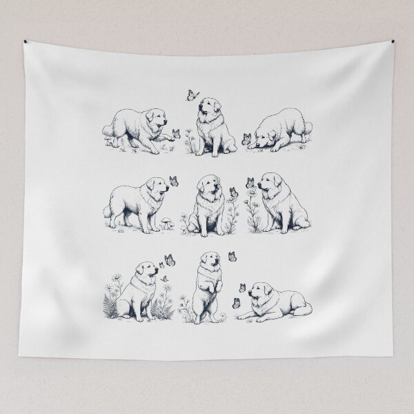 Item preview, Vintage Maremma Sheepdog with Butterfly Flower Dog Lover designed and sold by dian-rody-crest.