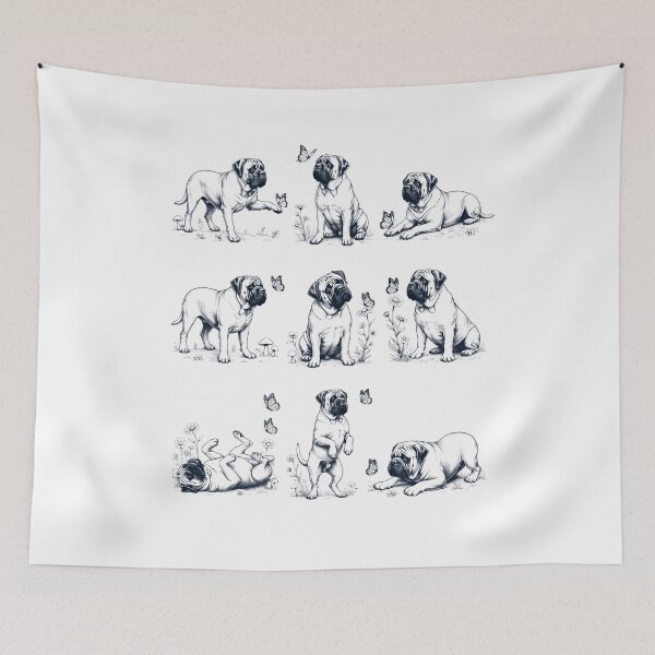 Item preview, Vintage Mastiff with Butterfly Flower Dog Lover designed and sold by dian-rody-crest.