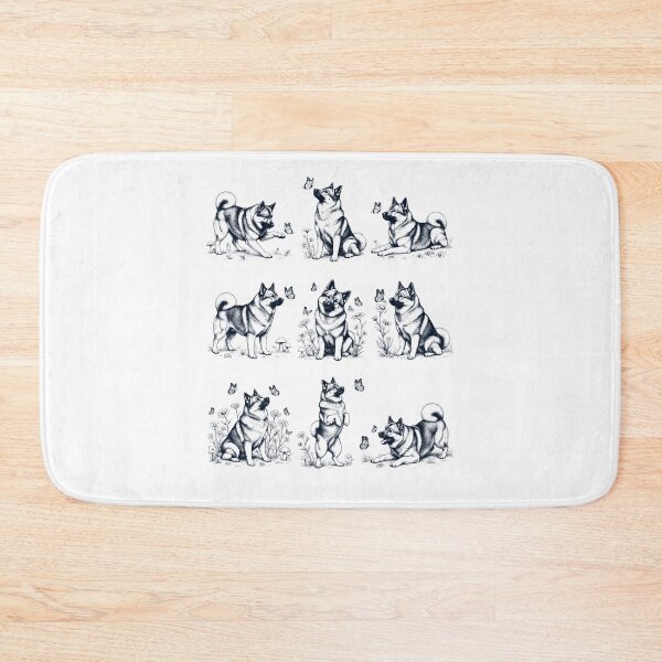 Item preview, Perro de raza Elkhound noruego clásico con mariposa y flor para amantes de los perros designed and sold by dian-rody-crest.