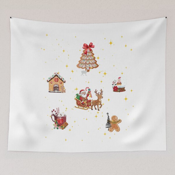 Item preview, Watercolor Christmas Collage with Gold Sparkles    designed and sold by VibranPalette.