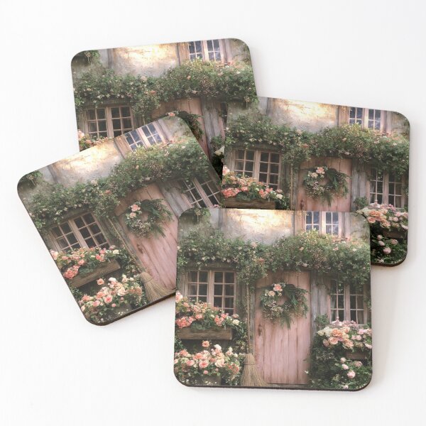 Item preview, Enchanted Cottage with Pink Roses  designed and sold by WhimsyWink.