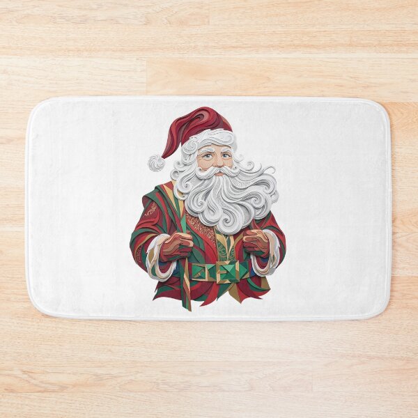Item preview, Paper cut style illustration of Santa Claus, with beard and vintage red and green robe designed and sold by VibranPalette.