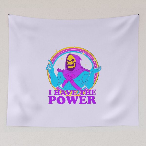 Item preview, I Have The Power Retro 80s Skeleton Neon Synthwave Parody designed and sold by Neon Bones Studio.