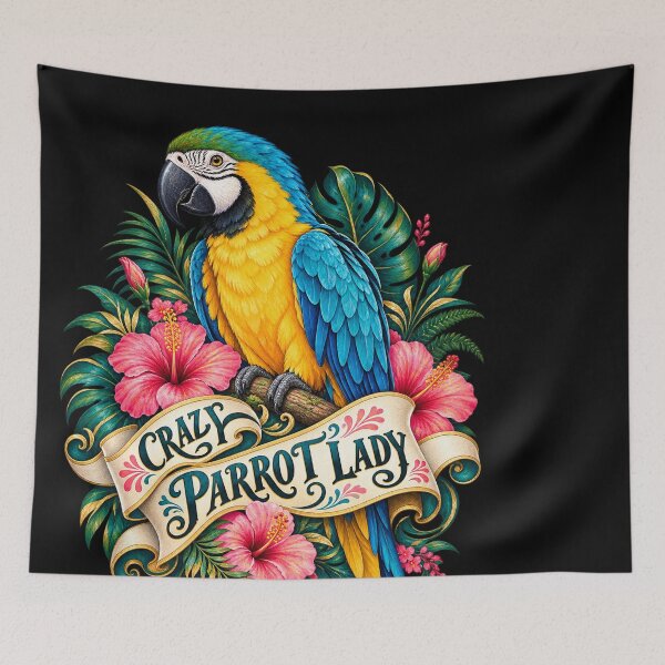Item preview, Crazy Parrot Lady Blue Gold Macaw designed and sold by Knightzoro Studio.