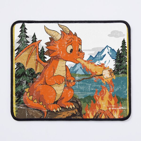 Item preview, Vintage Dragon Camping and S'mores Illustration designed and sold by Moody Critters.