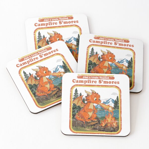 Item preview, Vintage Dragon Camping and S'mores Illustration designed and sold by Moody Critters.