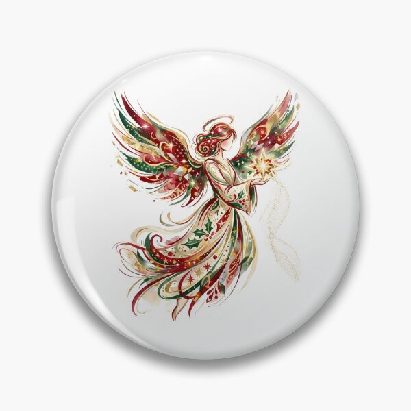 Item preview, Vibrant Holiday Angel with Star and Christmas Colors Watercolor Illustration designed and sold by VibranPalette.