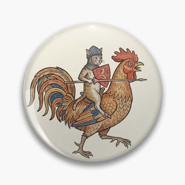 Aperçu de l'œuvre Chat chevalier médiéval sur coq créée et vendue par Gkinoki.