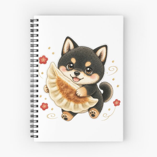 Item preview, Black and Tan Shiba Inu Hugging Giant Gyoza designed and sold by Kawaii Matcha Studio.