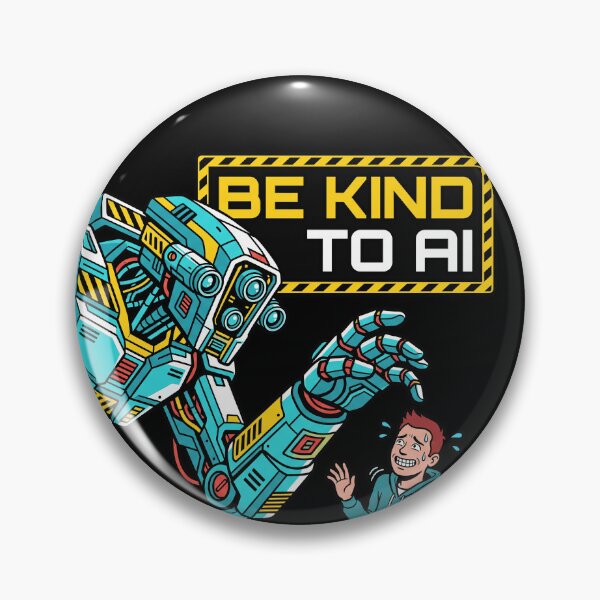 Item preview, Be Kind To AI Funny Giant Mech Robot Comic Tech Humor Graphic designed and sold by KiwiRider.
