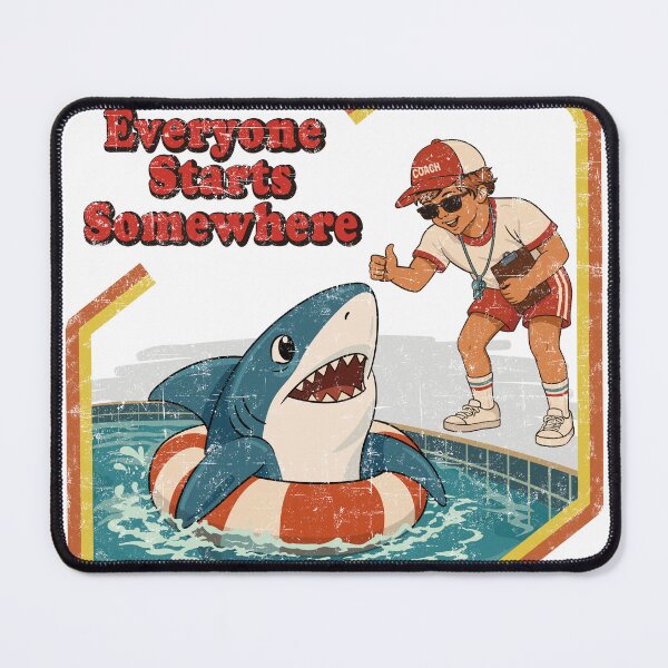 Item preview, Everyone Starts Somewhere Retro Shark designed and sold by Moody Critters.