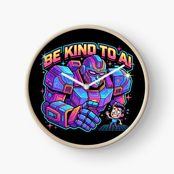 Item preview, Be Kind To AI Synthwave Mecha Robot Neon Tech Humor Graphic designed and sold by KiwiRider.