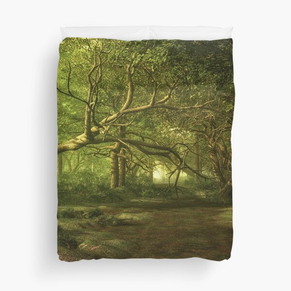 Fantasy Forest Painting Green Wood Duvet Cover