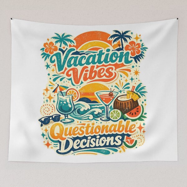 Item preview, Vacation Vibes Questionable Decisions Tropical Cocktail Beach Humor Design designed and sold by inkoutninja.