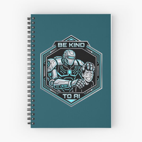 Item preview, Be Kind To AI Cyborg Robot Hexagon Badge Tech Humor Graphic designed and sold by KiwiRider.