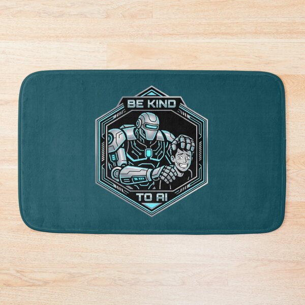 Item preview, Be Kind To AI Cyborg Robot Hexagon Badge Tech Humor Graphic designed and sold by KiwiRider.