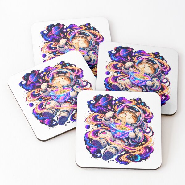 Item preview, Astronaut Cat Eating Ramen In Cosmic Space designed and sold by chattsuede.