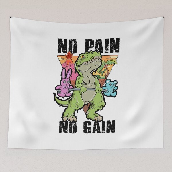 Item preview, No Pain No Gain T-Rex Weightlifting Funny Dinosaur Gym  designed and sold by Neon Bones Studio.