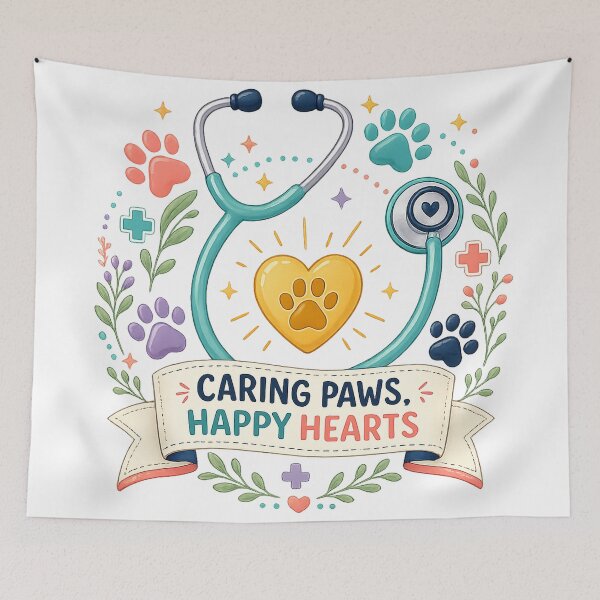 Item preview, Caring Paws Happy Hearts Veterinary Stethoscope Pet Care Floral Design designed and sold by inkoutninja.