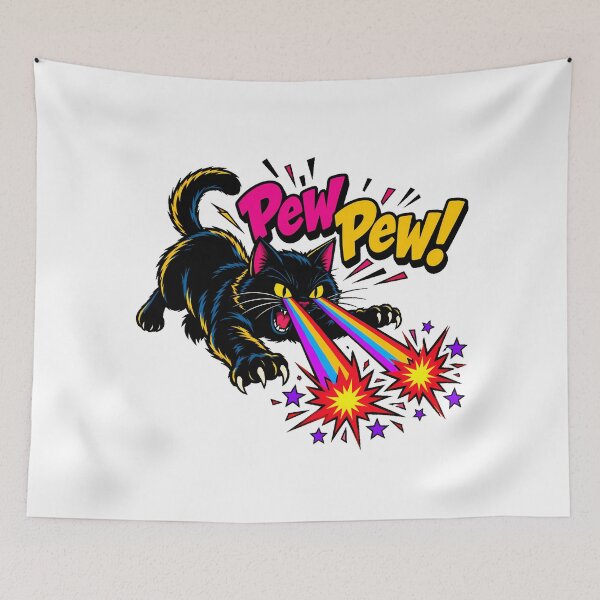 Item preview, Pew Pew Cat Retro Pop Art designed and sold by chattsuede.
