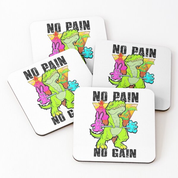 Item preview, No Pain No Gain T-Rex Gym Weightlifting Funny Dinosaur Workout designed and sold by Neon Bones Studio.