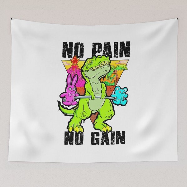 Item preview, No Pain No Gain T-Rex Gym Weightlifting Funny Dinosaur Workout designed and sold by Neon Bones Studio.
