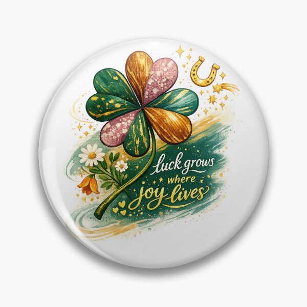 Item preview, Luck Grows Where Joy Lives Four Leaf Clover Horseshoe St Patrick's Day Design designed and sold by inkoutninja.