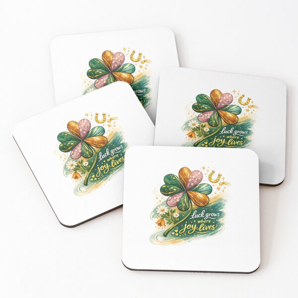 Item preview, Luck Grows Where Joy Lives Four Leaf Clover Horseshoe St Patrick's Day Design designed and sold by inkoutninja.