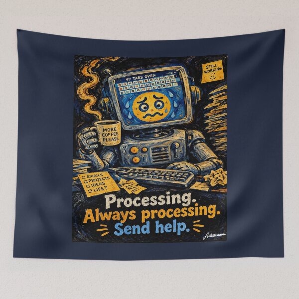 Item preview,  Anxious Retro Robot With 47 Open Tabs designed and sold by Artisticanvas.