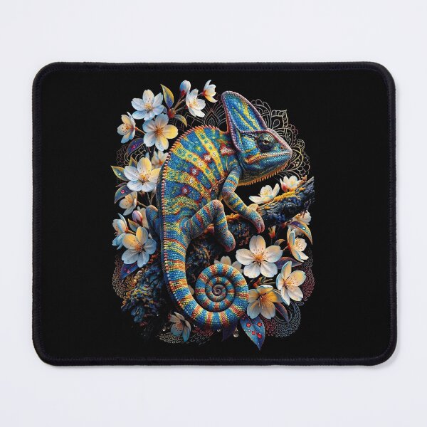 Item preview, Vibrant Chameleon & Floral Mandala Graphic Tee | Botanical Wildlife Art designed and sold by HexOne.