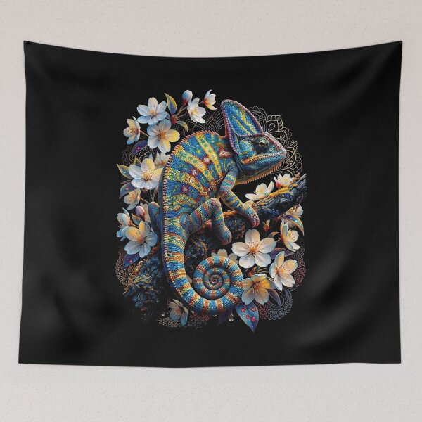 Item preview, Vibrant Chameleon & Floral Mandala Graphic Tee | Botanical Wildlife Art designed and sold by HexOne.