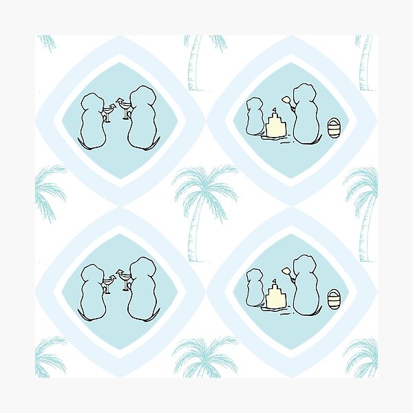 Item preview, Doggie beach day sandcastle in greens designed and sold by Quiet Waters Design.