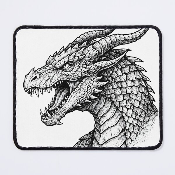Item preview, Roaring Dragon Head - Detailed Stippling Ink Portrait designed and sold by DragonSerpent Ink.