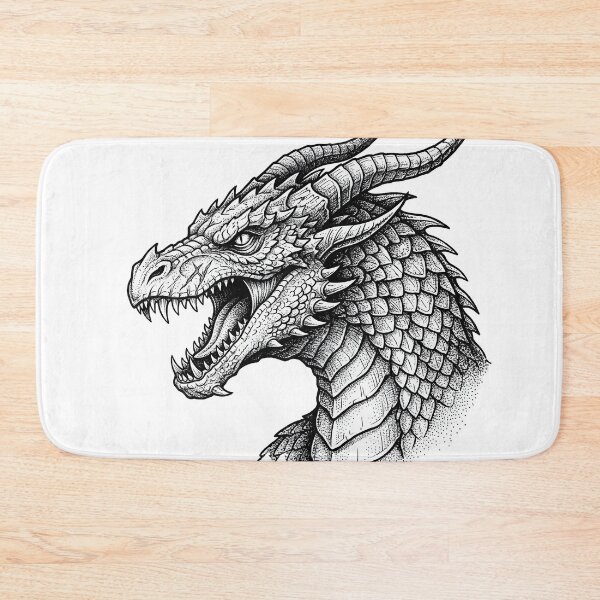 Item preview, Roaring Dragon Head - Detailed Stippling Ink Portrait designed and sold by DragonSerpent Ink.