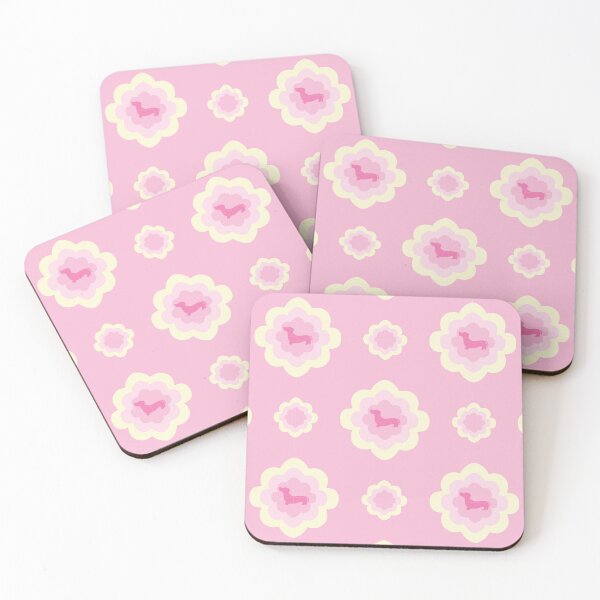 Item preview, Delightful Dachshunds in pink and yellow designed and sold by Quiet Waters Design.