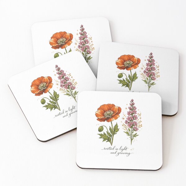 Item preview, Rooted in Light and Growing Poppy Lupine Wildflower Botanical Design designed and sold by inkoutninja.