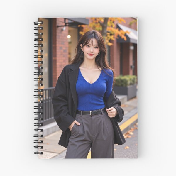 Item preview, Cobalt Autumn – Blue Knit City Fashion Portrait designed and sold by SEIMEI2025.