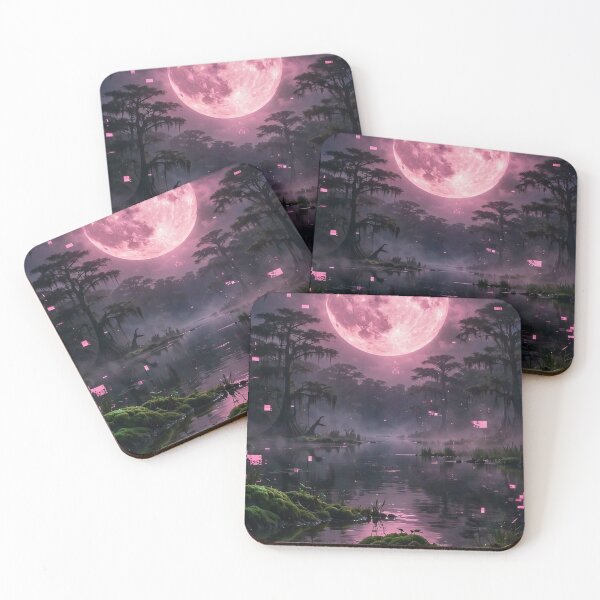 Item preview, Pink Moon Over the Swamp — Landscape designed and sold by DemikunLira.