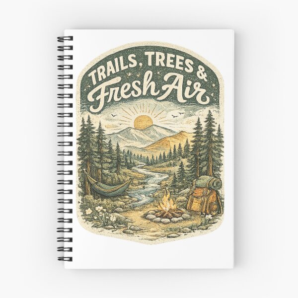 Item preview, Trails Trees and Fresh Air Vintage Mountain Camping Outdoor Adventure Design designed and sold by inkoutninja.