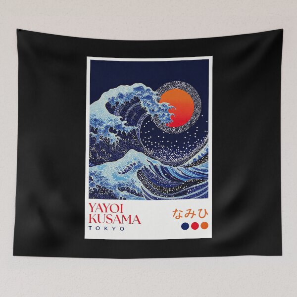 Item preview, Inspired by Yayoi Kusama Great Wave Poster, Tokyo Ocean Art Print, Polka Dot Wave Wall Decor designed and sold by scrambledpeg.