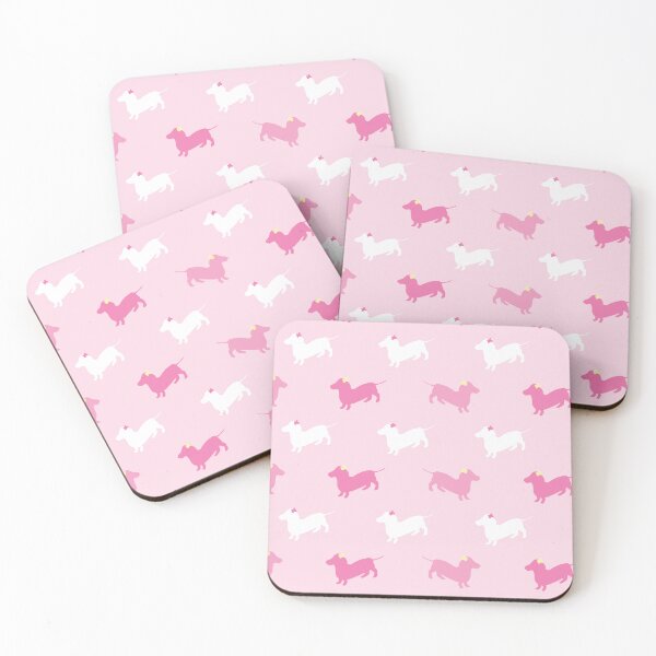 Item preview, Delightful Dachshunds in pink and white designed and sold by Quiet Waters Design.
