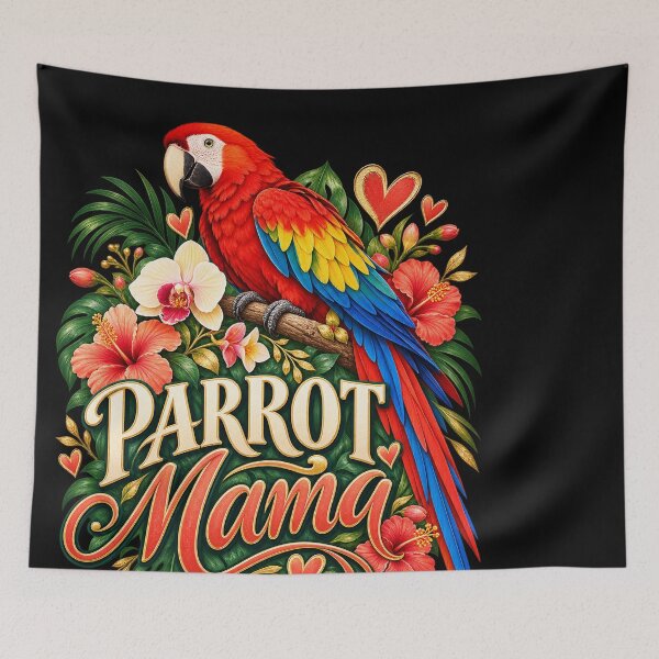 Item preview, Scarlet Macaw Parrot Mama Floral designed and sold by Knightzoro Studio.