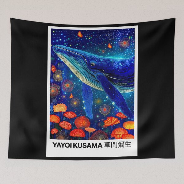 Item preview, Inspired by Yayoi Kusama Blue Whale Poster, Underwater Ocean Art Print, Polka Dot Whale Wall Decor designed and sold by MorningJoco.