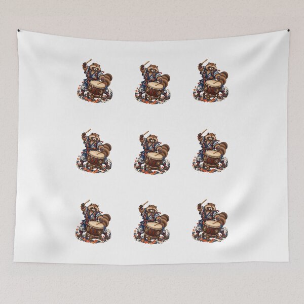 Item preview, Tanuki Taiko Drummer with Waves and Maple Leaves designed and sold by Mono.fi Studios.