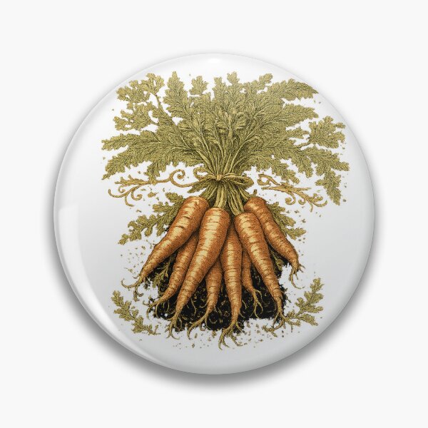 Item preview, Vintage Carrot Bunch Botanical Garden Harvest Root Vegetable Illustration designed and sold by inkoutninja.
