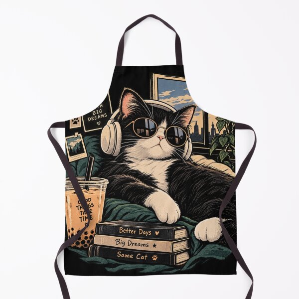 Item preview, Just A Cat With Big Dreams - Lo-Fi Tuxedo Cat Boba Tea Headphones designed and sold by GenZFashion000.