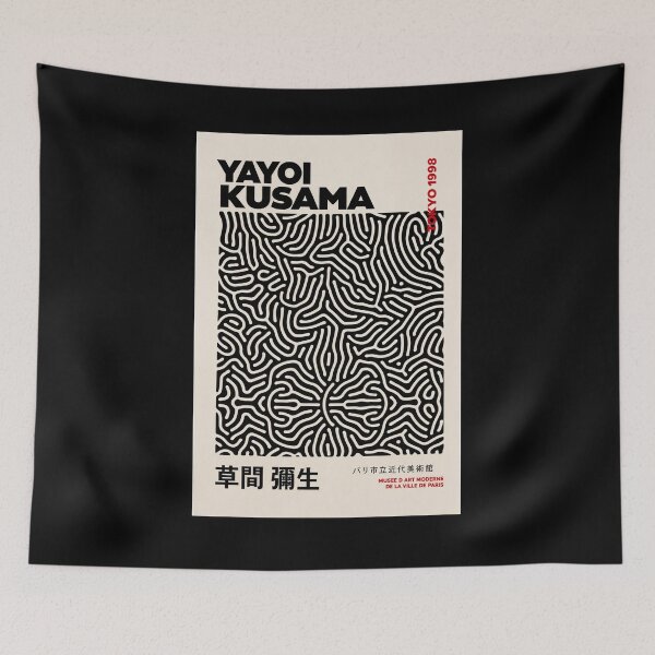 Item preview, Inspired by Yayoi Kusama Abstract Net Poster, Tokyo 1998 Art Print, Black White Pattern Wall Decor designed and sold by ArleenCostums.
