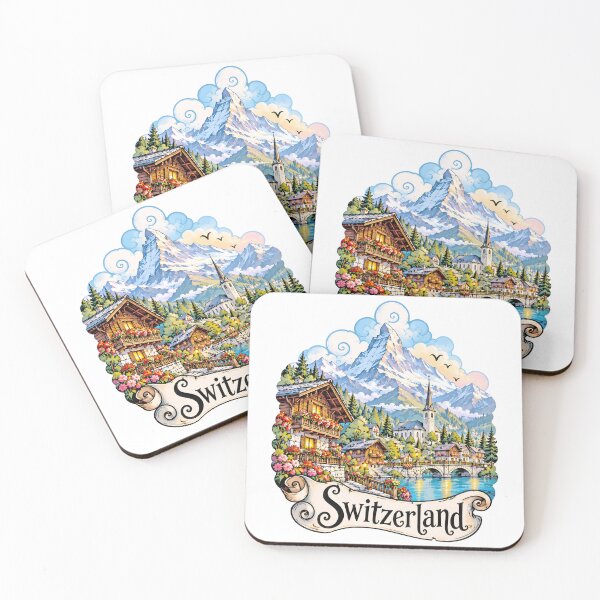 Item preview, Swiss Alps and Colorful Lakeside Village designed and sold by EdwinkOne.